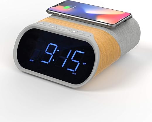 i-box Alarm Clocks for Bedrooms, Bluetooth Speaker, Alarm Clock with Wireless Charging, Alarm Clock Radio, FM Radio, DAB Radio, 2 x USB Ports, Digital Alarm Clock