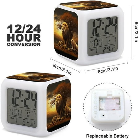 King Lion Color Changing Alarm Clocks Led Digital Clock Home Office Bedside Clock[3594]