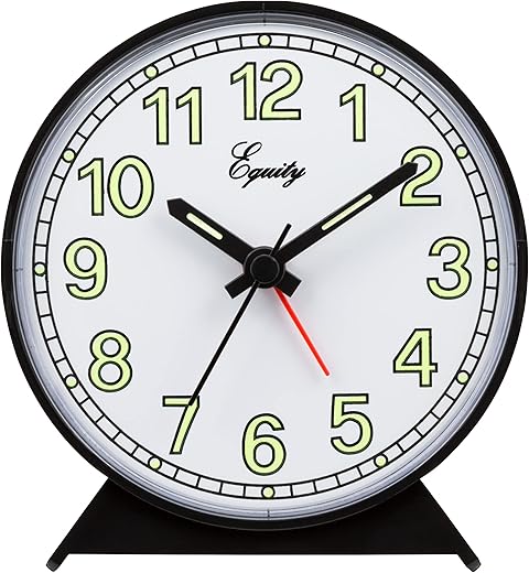 La Crosse Technology Equity Black Battery-Operated Analog Alarm Clock (Model 14077)