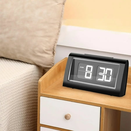 Large Number Decorative Flip Desk Clock with Night Light Battery Powered Auto Flip Digital Alarm Clock for Office Dorm Bedside Decorations.