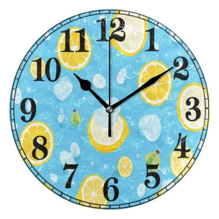 Lemons in Blue 10 Silent Wall Clock Non-Ticking Battery Clocks