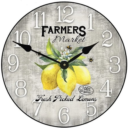 Lemon Wall Clock | Ultra Quiet Quartz Mechanism | Hand Made in USA Beautiful Crisp Lasting Color | Comes in 8 Sizes