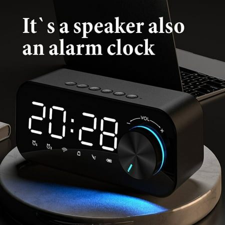 Lifetechs LED Digital Dual Alarm Clock Bluetooth compatible Bass Speaker with TF AUX Music Player