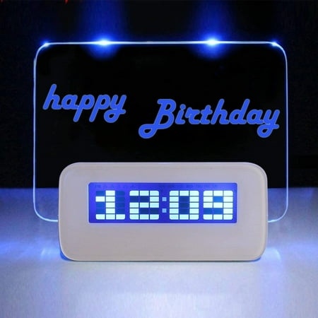 LINLIN Digital Alarm Clock,Creative Erasable LED Luminous Fluorescent Backlight Message Board with USB 4 Port Hub and Battery Operated Desk Table Clock with Calendar Temperature Time