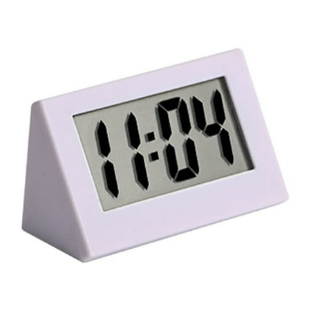 Linyer Mini Clock LED Screen Bedside 24H Digital Electronic Clocks Plastic Battery Operated Household Pocket Office Calendar White