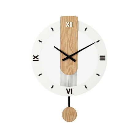 Menolana Wooden Pendulum Clock Wall Hanging Clock Decoration Decorative Silent 15.7x21.6inch for Dining Room Housewarming Gift Roman Numerals