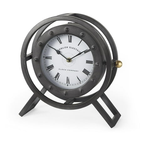 Mercana Gaston Gray Metal Circular Table Clock 68083