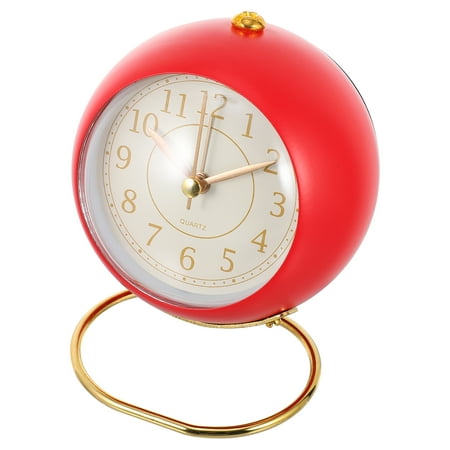 Metal Desk Clock Digital Dial Student Bedside Alarm Clocks for Bedrooms Little Number Child Red