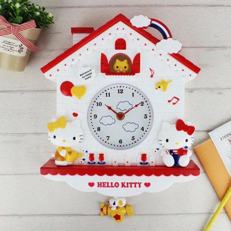 Miniso Sanrio Hello Kitty Wall Clock Decoration My Melody Cinnamoroll Clock Pendulum Clock Girl Room Pendant Kawaii Wall Decor