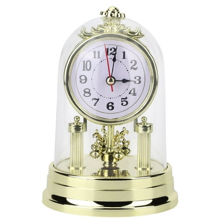 Mkoaceer Retro Round Silent Alarm Clock, Digital Alarm Clock European Retro Style Table Clocks Antique Silent Desk Clock for Living Room Bedroom Home Office Decor,Gold