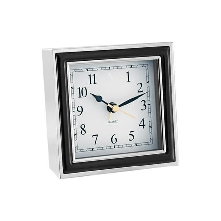 Natico 10-45888B Chrome-Plated Analog Alarm Clock White/Black