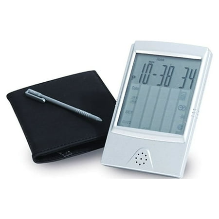 Natico Digital Touch Screen Travel Alarm Clock & Calculator Matte Silver 10-662