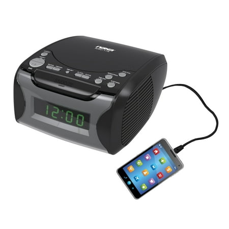 Naxa Electronics NRC-175 Digital Alarm Clock Radio with CD Player and USB Charge Port