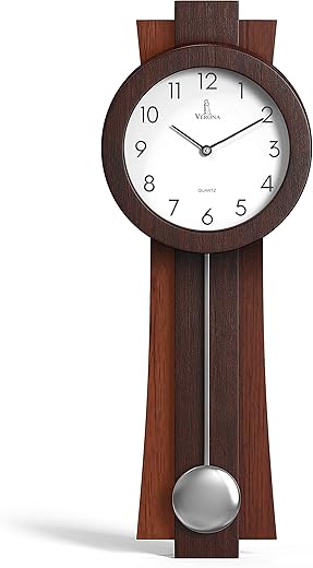 Pendulum Wall Clock Battery Operated - Modern Pendulum Clock 23.5x8.5 inch - Silent Wooden Decorative Wall Clock with Pendulum for Living Room -Contemporary Wall Clock for Office and Home Décor