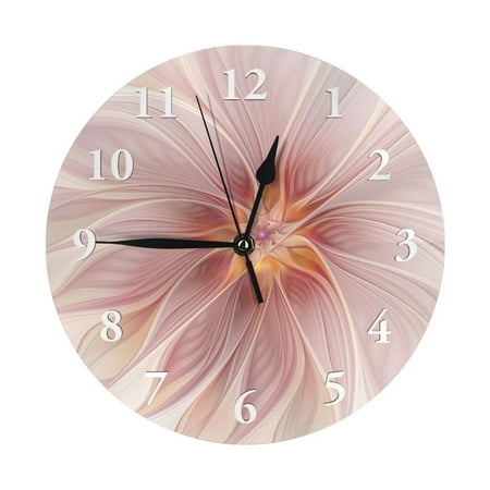 Pink Floral Dream Abstract Fractal Art Flower Wall Clock - 10 Inch Silent Non-Ticking Wall Clocks -Country Retro Rustic Style Decorative For Living Room Kitchen Home Bathroom Bedroom