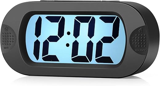 Plumeet Kids Alarm Clock Large Digital LCD Travel Alarm Clocks with Snooze and Night Light - Ascending Sound and Handheld Size - Best Gift for Kids (Black)