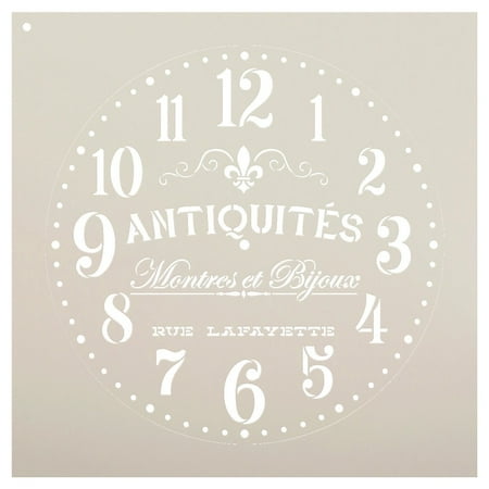 Provincial Round Clock Stencil - French Antique Words - DIY Paint Wood Clock Small to Extra Large Farmhouse Country Home Decor - Select Size 24 2 Parts