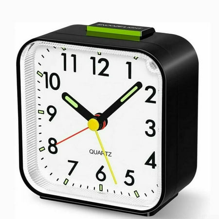 Quartz Alarm Clock With Night Light No Tick Snooze Silent Small Bedside Clocks