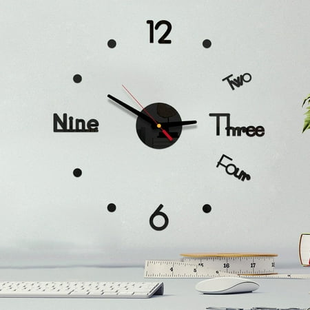 Racsoh Travel Alarm Clock,DIY Wall Clock Vintage Retro Analog Alarm Clock,No Ticking Analog Alarm Clock,3D Mirror Sticker Home Office Decor Clock