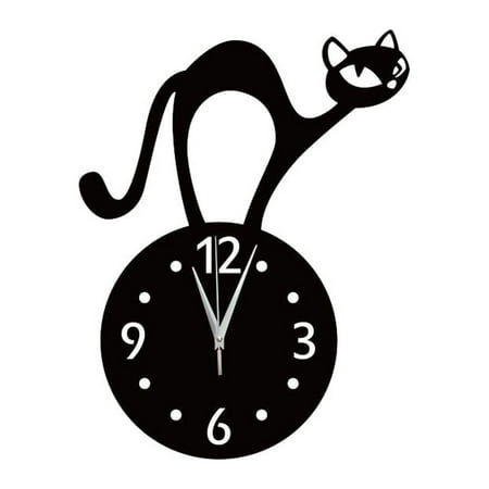 Retro Wall Clock Large DIY The Cat Cartoon Bar Decor