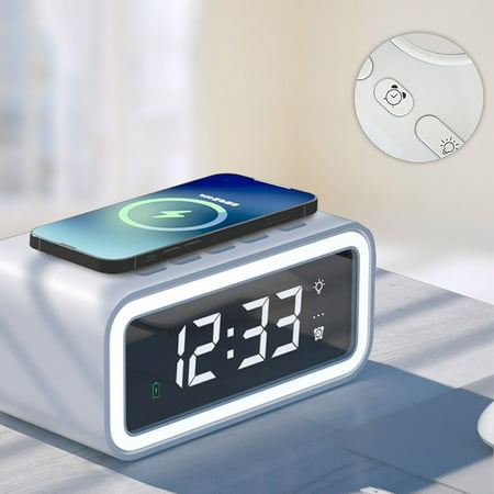 School Supplies Qwtwty Desktop Bedroom Mobile Phone Wireless Charger Smart Alarm Clock Bedside Night New 15W Wireless Charger On Clearance