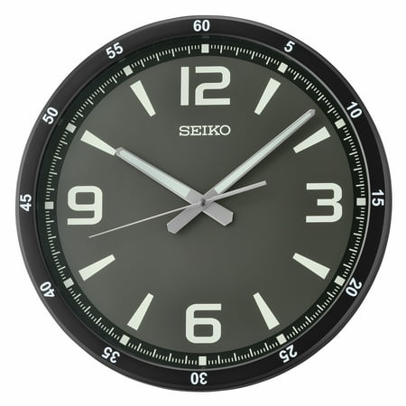 Seiko 14 inch Shi Dial Round Wall Clock Black Quiet Sweep Second Hand Analog Quartz QXA809KLH