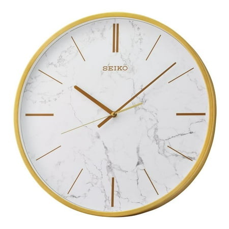 Seiko 16 Carrara Gold & White Glamorous Round Wall Clock, QXA760GLH