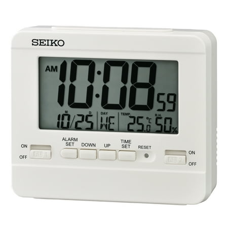 Seiko 4 in Everything Digital Alarm Clock, White, QHL086WLH