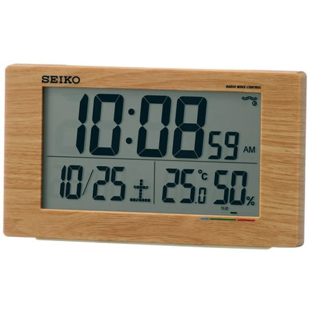 Seiko Clock Alarm Clock Radio Digital Calendar Comfortability Temperature Humidity Display Light brown wood grain SQ784A SEIKO// Movement