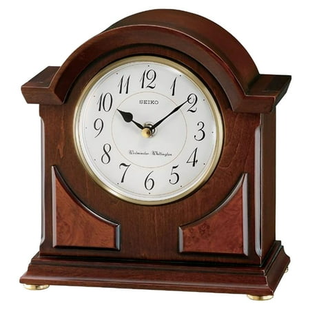 Seiko Clocks Sayo Brown Oak Finish 8.5 x 8 Inch Dual Chime Mantle Clock