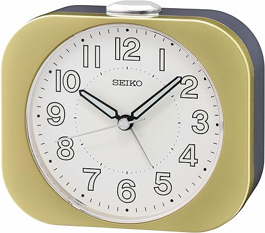 Seiko Kyoda II Non Ticking Bedroom Alarm Clock, 4 Inch, Gold