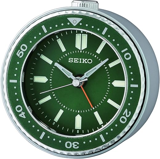 Seiko Plastic Alarm Clock, Green, 95 mm