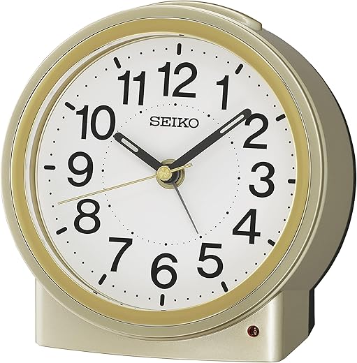 Seiko Sussex II Non Ticking Bedroom Alarm Clock, Gold