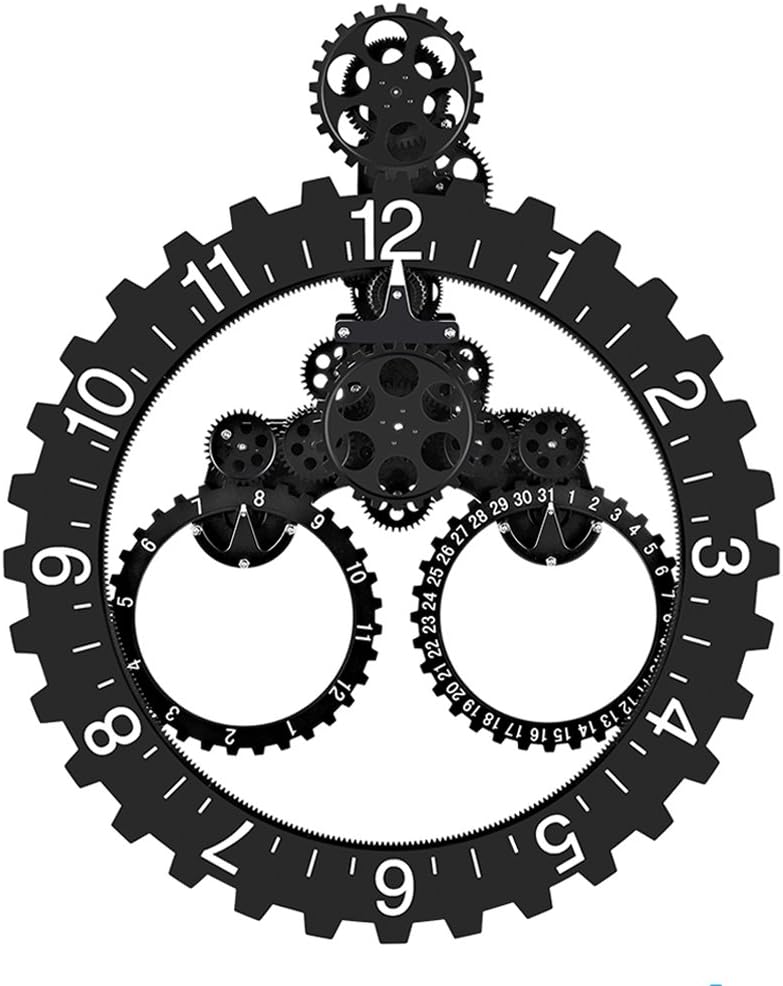 SevenUp Gear Clock Wall-Premium Plastic and Metal Parts Material, Best 3D Moving Gear Clock Wall, 26 x 22, A Fine Artwork, Perfect for Living Room, Reading Room, Restaurant, Office Decor (Black)