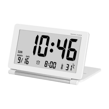 solacol Small Digital Clock Battery Operated Smart Night Light Digital Alarm Clock with Indoor Temperature Operated Desk Small Clock Travel Alarm Clock Battery Operated Alarm Cl