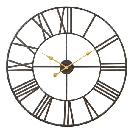 Solange Round Analog Metal Wall Clock - 30 Dark Brown