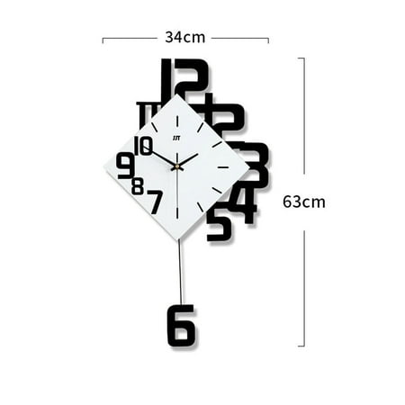 Square Quartz Pendulum Swing Wall Clock Modern Design Living Room Nordic