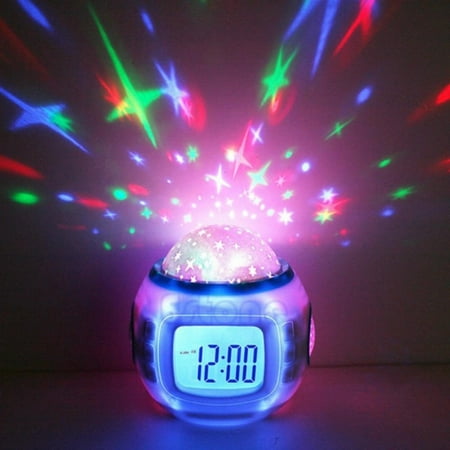 Star Projector Color Changing Starry Night Light for Kids, Digital Alarm Clock Bedside for Kids with Music, Decompression Electric Clock for Student Use