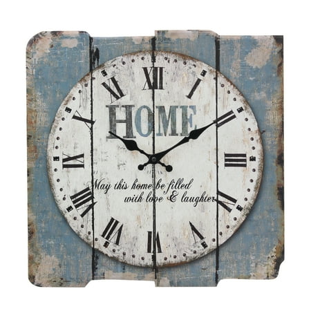 Stonebriar 15.7 Blue Analog Square Farmhouse Battery Operated Wall Clock