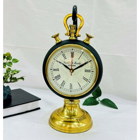 THOR INSTRUMENTS Brass Finish Victorian Vintage Desk Clock Brass Theme Christmas Shelf/Mantle, Antique Desk watch