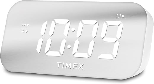 Timex Alarm Clock with Large Display and 5W USB Charging Port, Digital Alarm Clock for Bedroom Includes 100-240V Universal Power Adapter (T1120W-White)