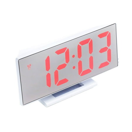 TureClos Digital Alarm Clock LED Mirror Clock Multifunction Display Night LCD Light Table Desktop 12/24-hour System