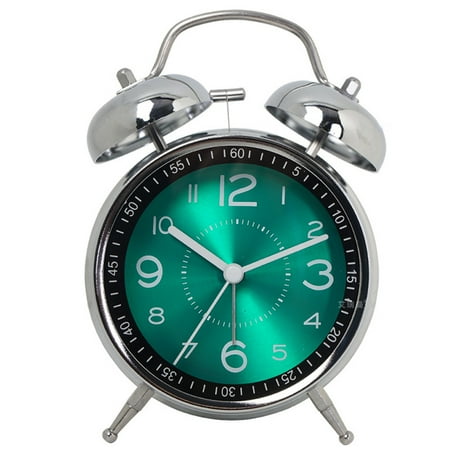 Twin Bell Alarm Clock - Loud Alarm - Great For Heavy Sleepers - Battery Operated Quartz Analog Clock - Green