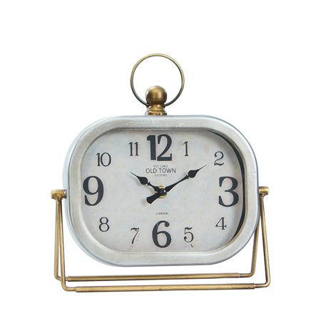 VIP Metal 10 in. White Traditional Table Clock