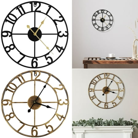 Wall Clocks for Home Decor 16 inch Large Wall Clock Oversized with Roman Numeral Style European Industrial Vintage Rustic Metal Wall Clock for Home Living Room Kitchen Office Decoration