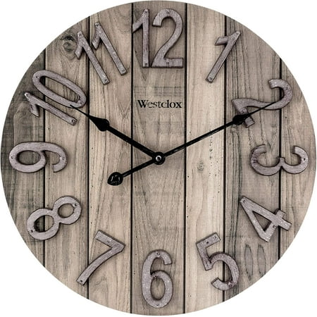 Westclox NYL Holdings Wall Clock Large Wooden Vintage Clock with Roman Numerals - Battery Operated Clock for Living Room, Bedroom, Kitchen - Home Decor Gift for Housewarming (Full