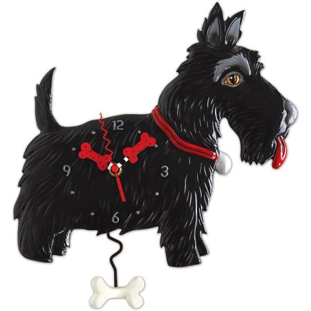 Whimsical Black Scoish errier Dog Pendulum Wall Clock