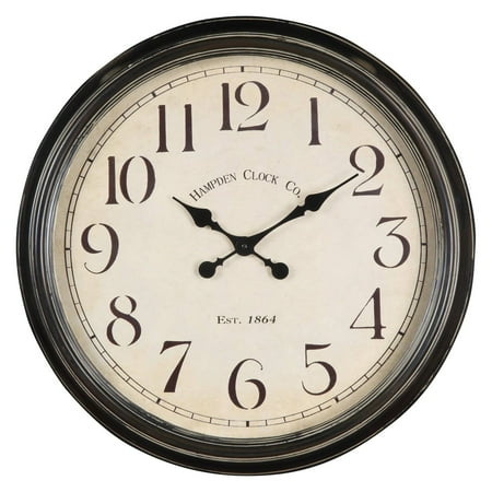 Whitley 24.5 in. Aged Black Tin Oversized Wall Clock