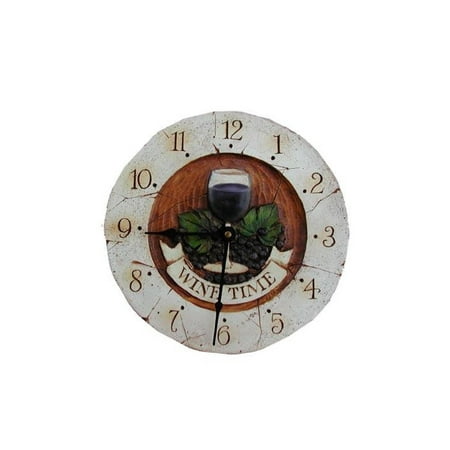 Wine Time Clock, Clear Lacquer Finish, Durable, Light Weight, Ready To Hang