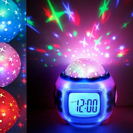 YEHGEQ Alarm Clocks for Kids Bedrooms with USB Ports,Led Kids Star Alarm Music Calendar Clock Digital Sky Projection Home Decor